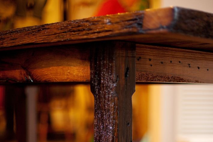 Dining table in reclaimed oak
