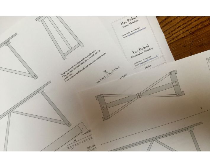 Drawings for a console table in Walnut