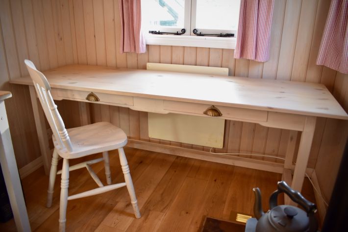 A simple desk for a Shepherds hut - wash painted pine