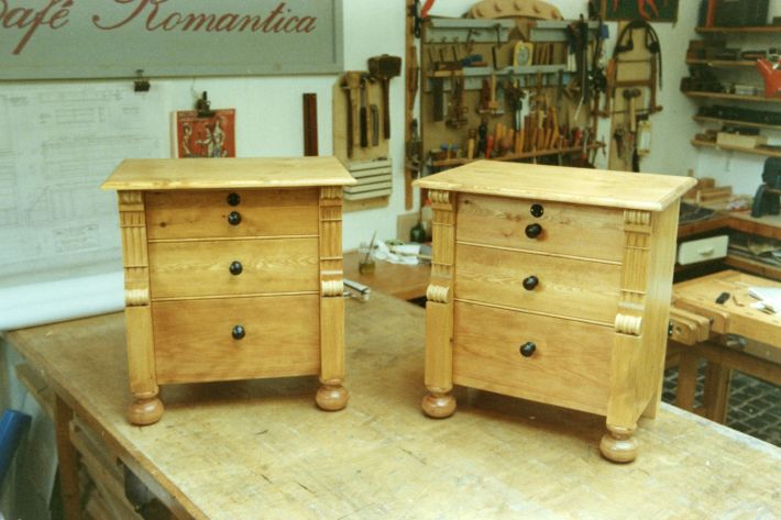 Bedside drawers in pine