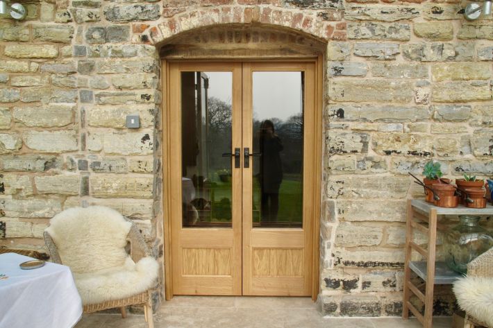 French doors with diminished stiles in oak
