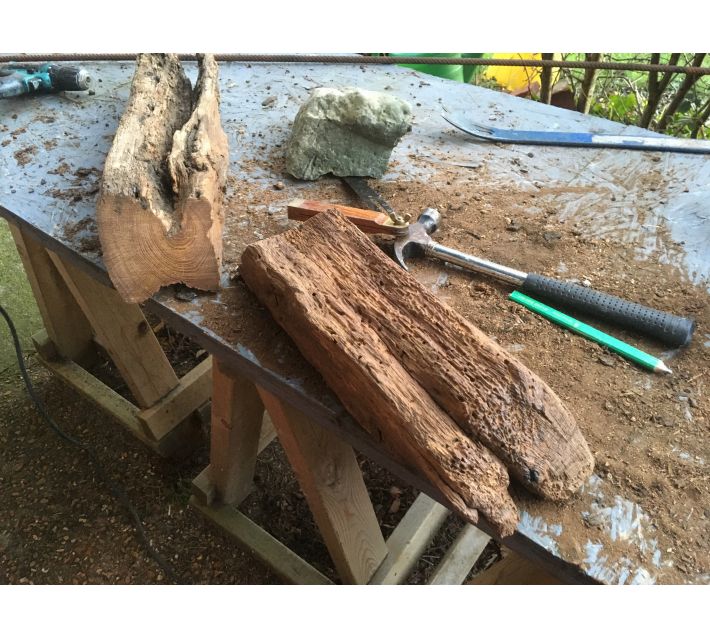 Decayed church roof timbers