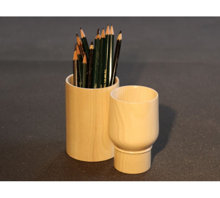 Turned Holly Pencil Pots