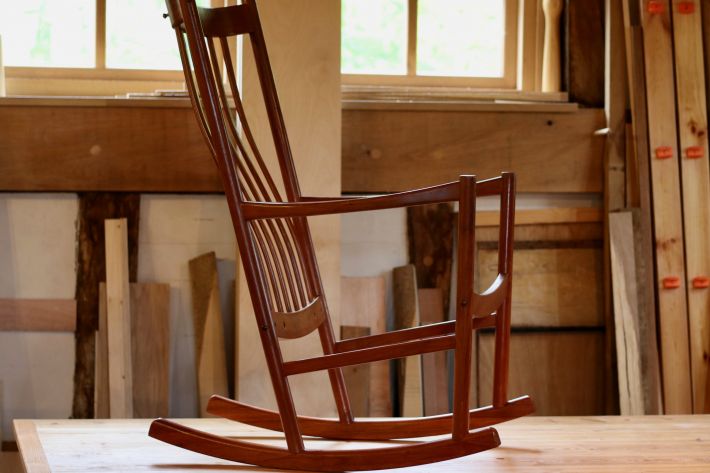 A Hans Wegner Tarm Stole rocking chair undr restoration